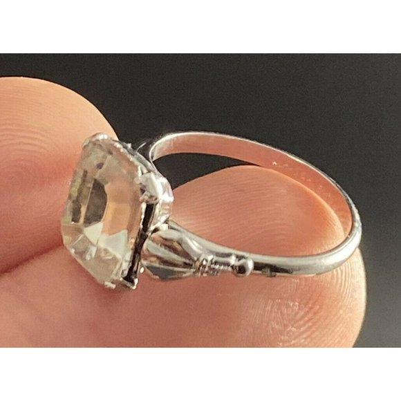 Vintage Ring Size 6 Sterling Silver Cut Quartz Shank Ornate - Picture 5 of 7